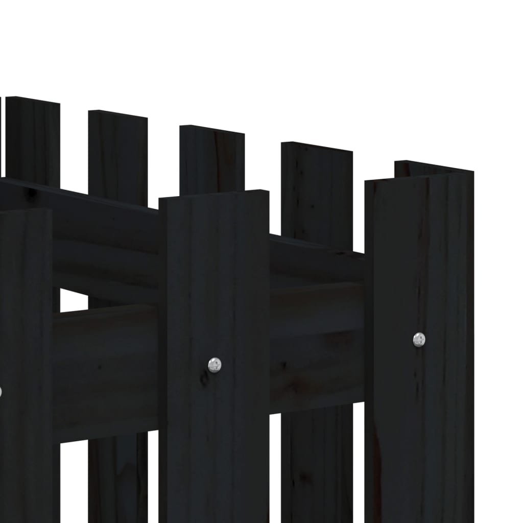 Raised bed slatted design black 200x50x70 cm solid pine wood