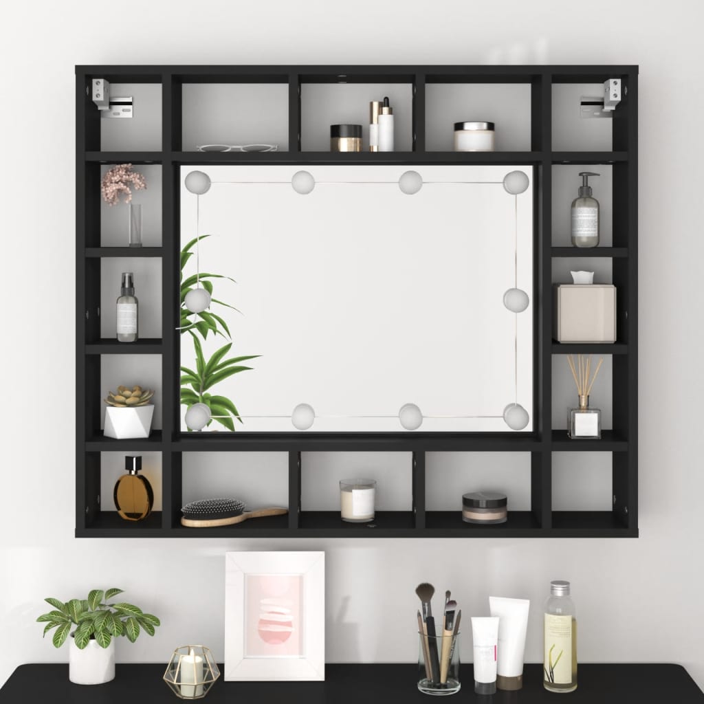 LED-Spiegelschrank Schwarz 91x15x76,5 cm