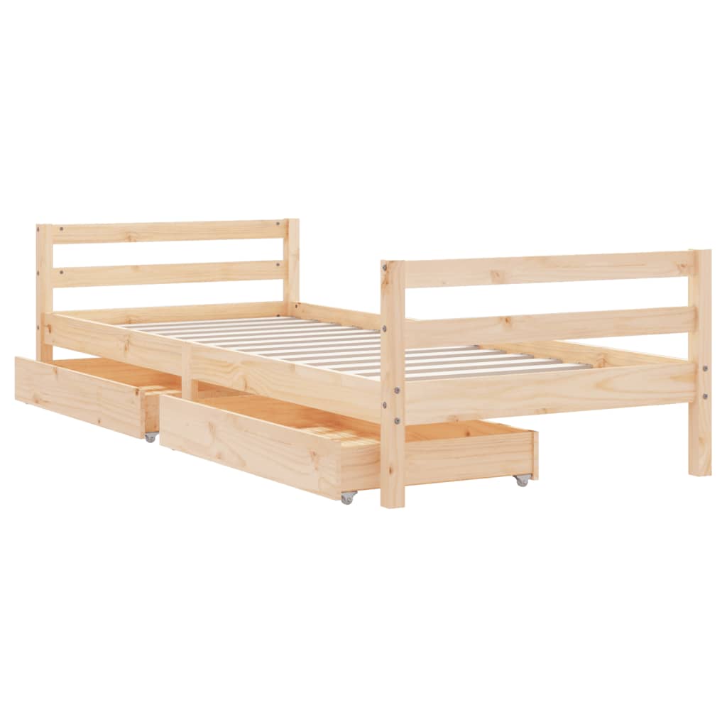 Children's bed with drawers 90x190 cm solid pine wood