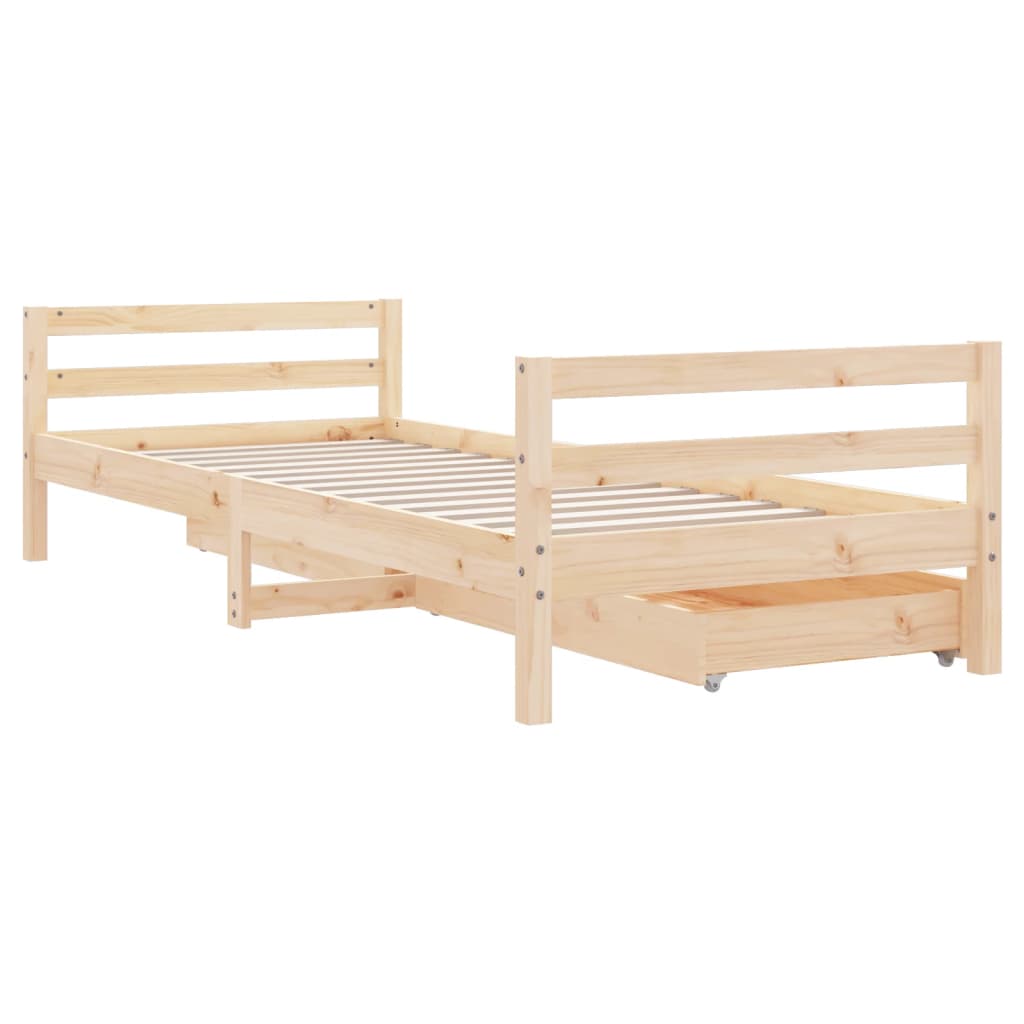 Children's bed with drawers 90x190 cm solid pine wood