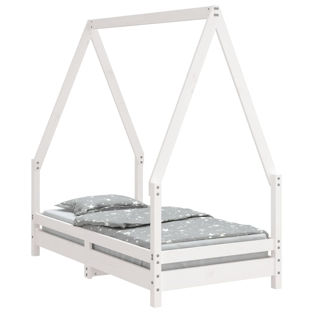 Children's bed white 70x140 cm solid pine wood