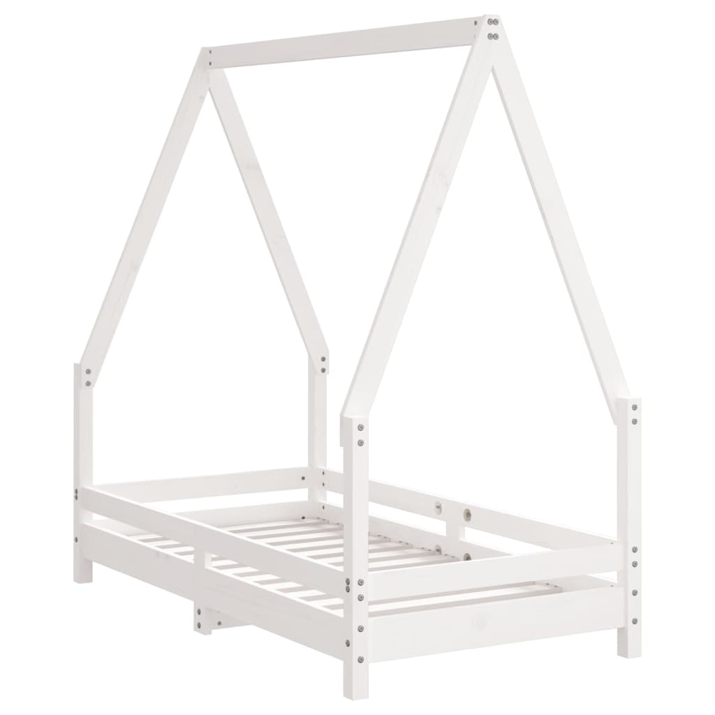 Children's bed white 70x140 cm solid pine wood