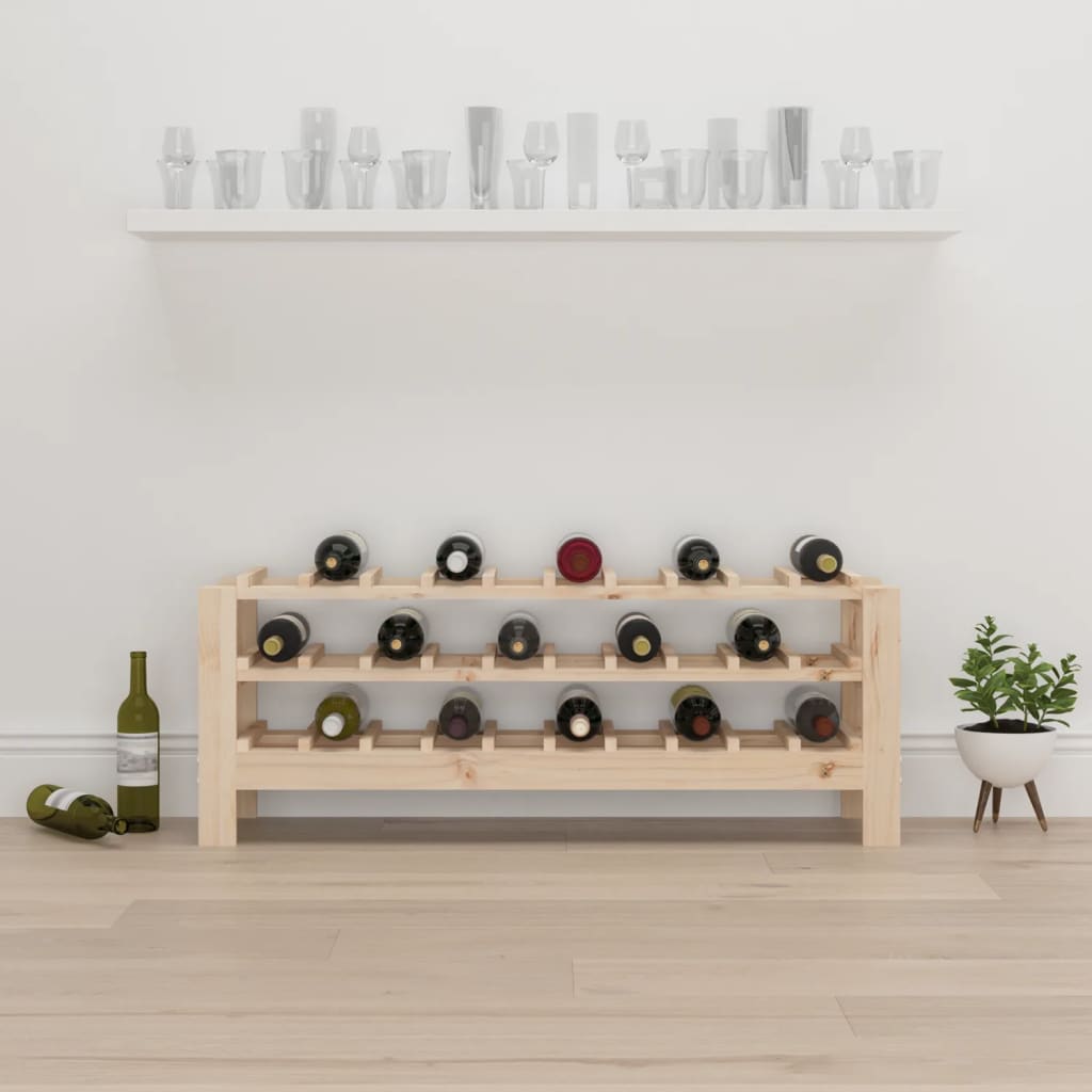 Wine rack 109.5x30x42 cm solid pine wood
