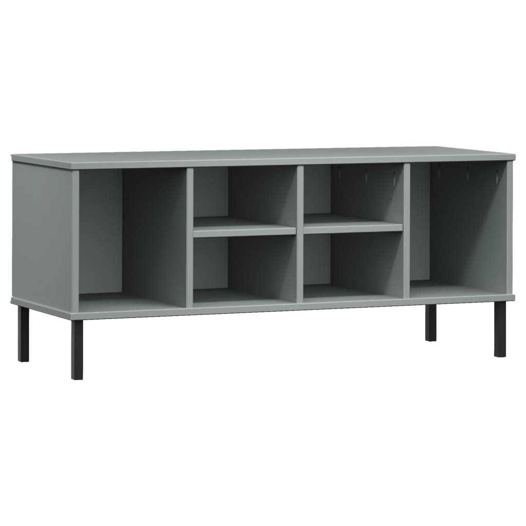 OSLO shoe rack with metal legs gray 106x35x45 cm solid wood