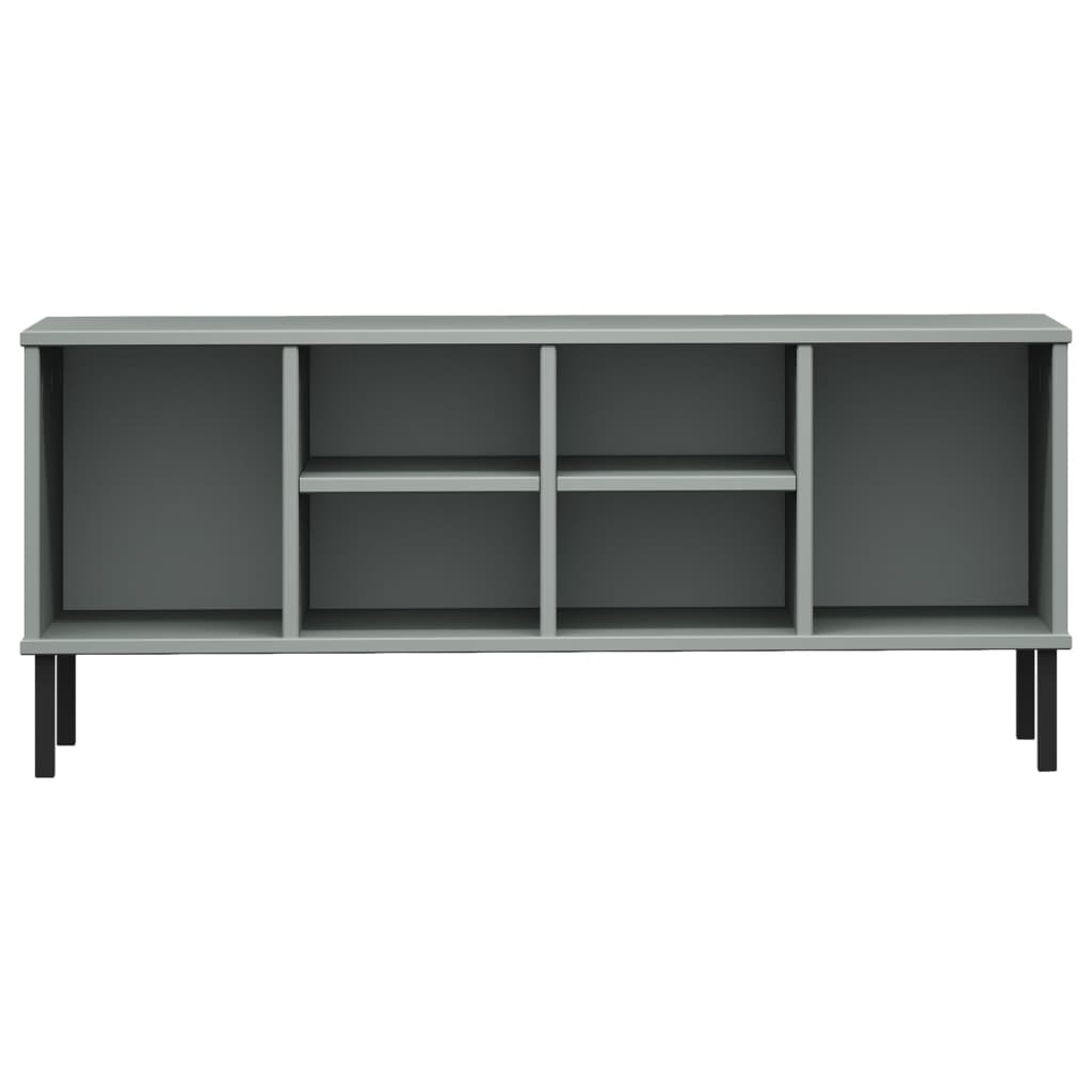 OSLO shoe rack with metal legs gray 106x35x45 cm solid wood