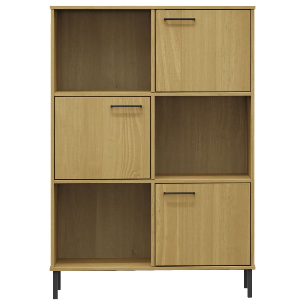 Bibliothèque OSLO pieds métal marron 90x35x128,5 cm bois massif