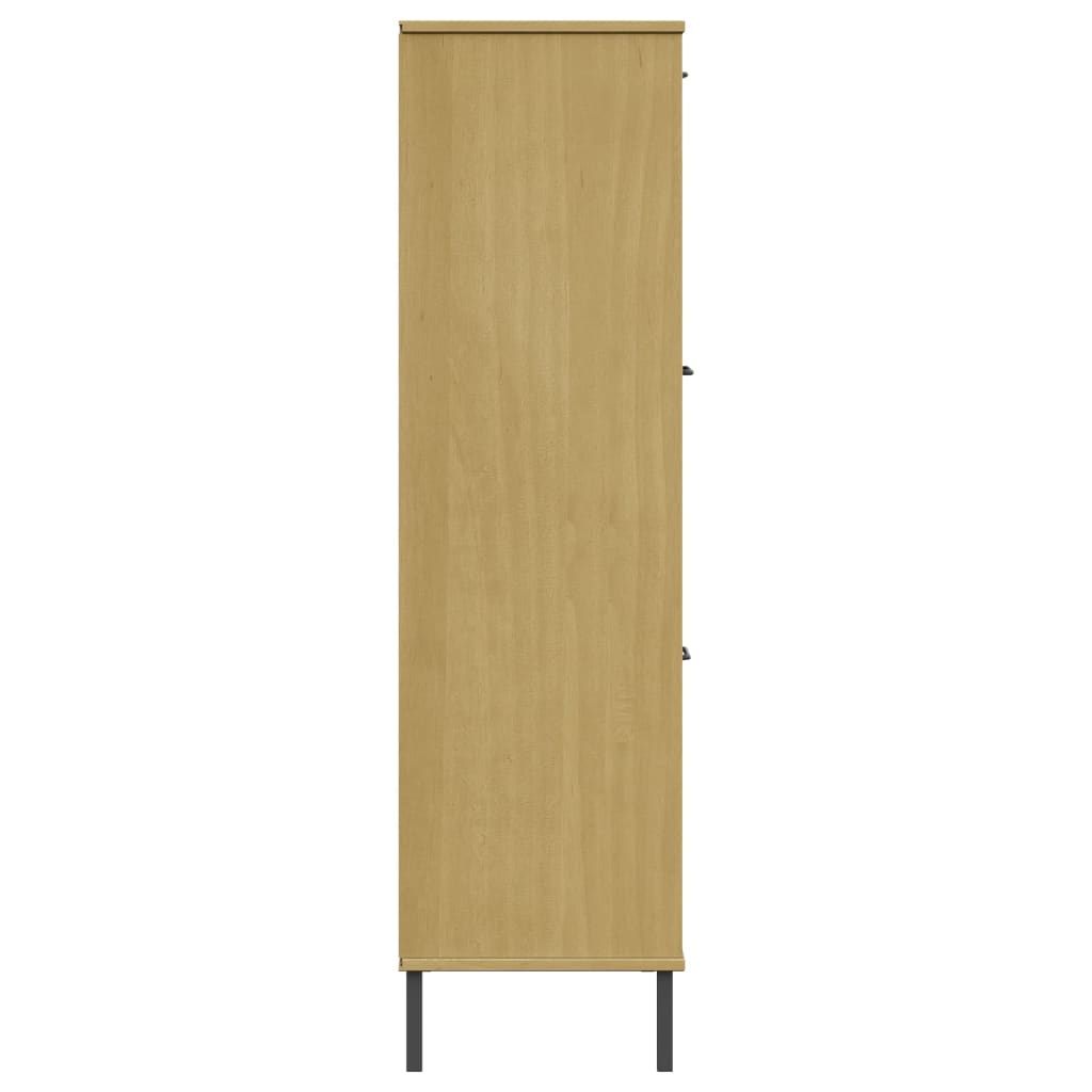 Bibliothèque OSLO pieds métal marron 90x35x128,5 cm bois massif