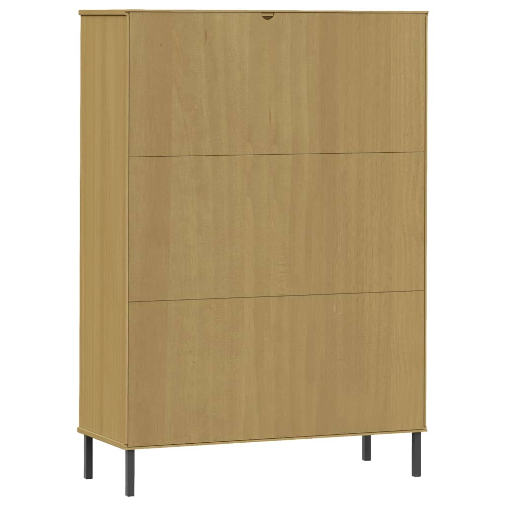 Bibliothèque OSLO pieds métal marron 90x35x128,5 cm bois massif