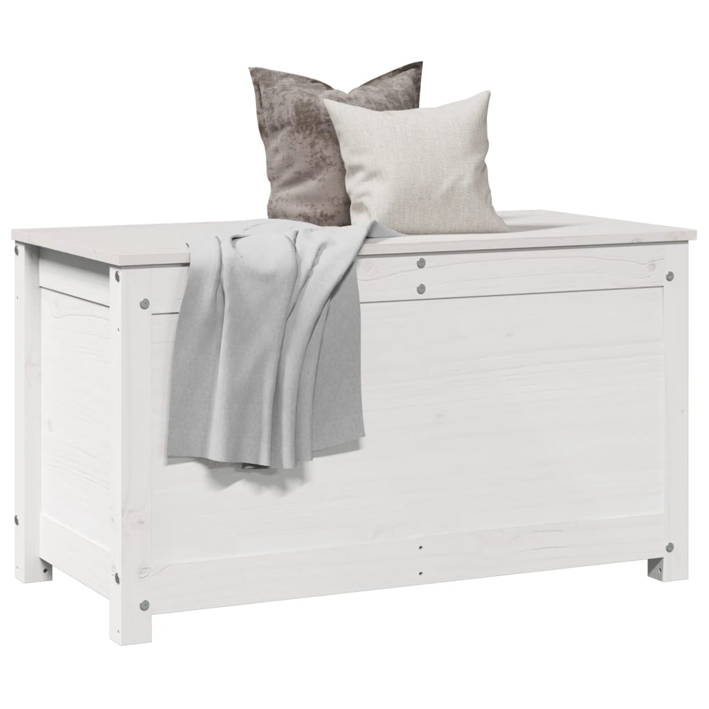Coffre blanc 80x40x45,5 cm en bois de pin massif