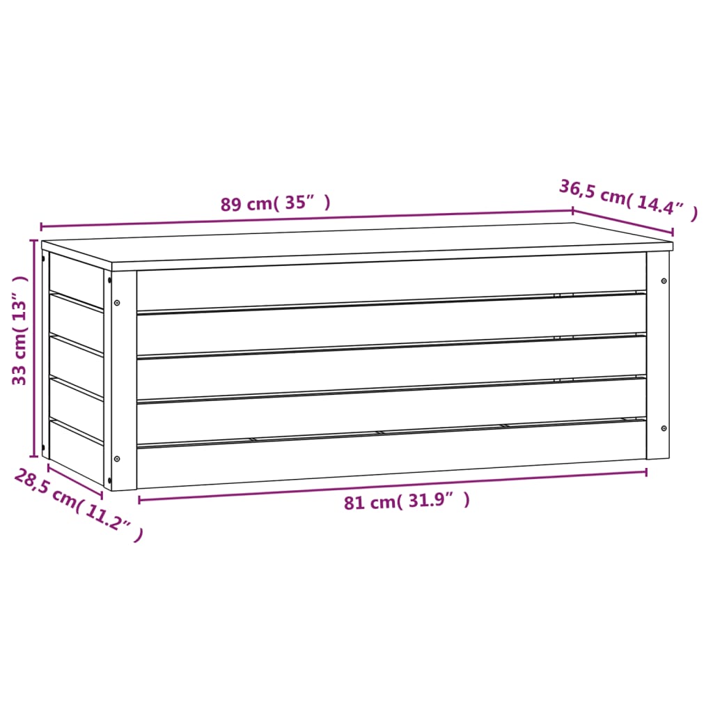 Chest white 89x36.5x33 cm solid pine wood