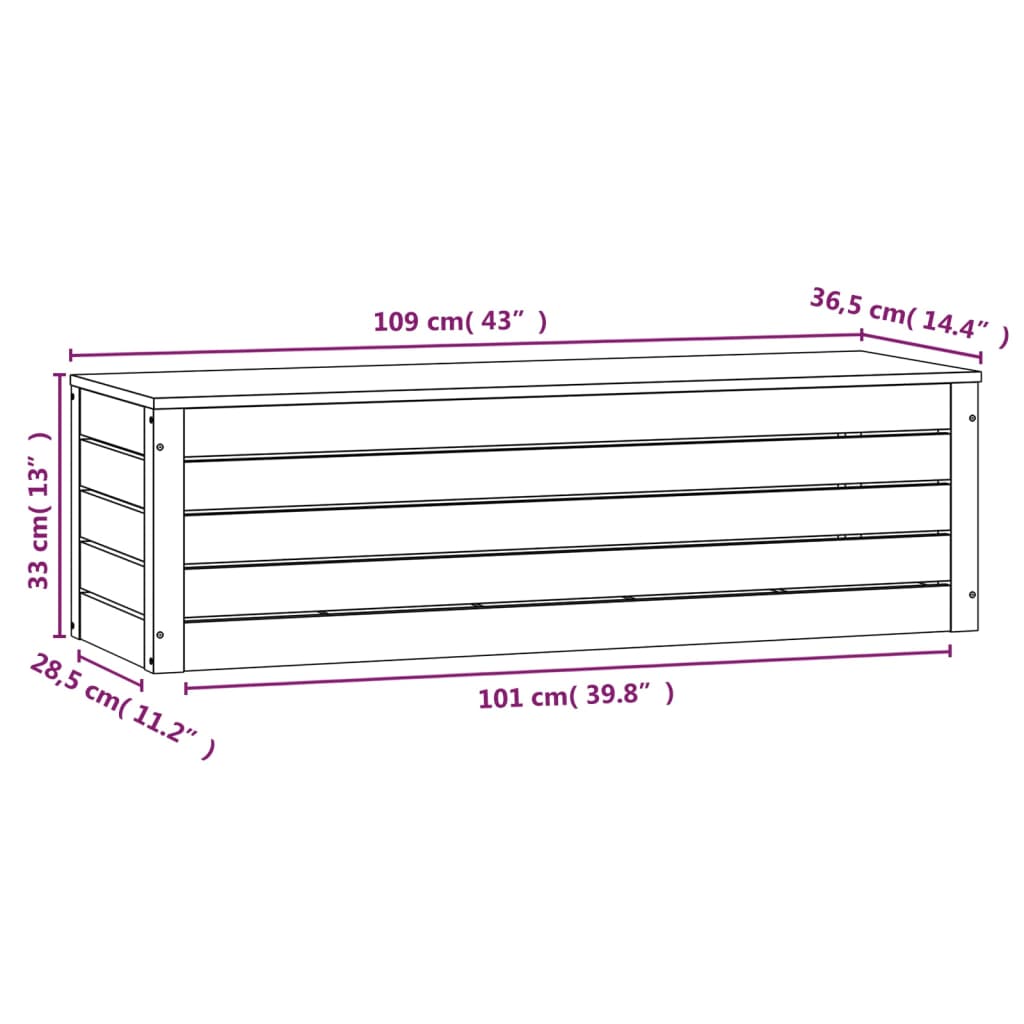 Chest 109x36.5x33 cm solid pine wood