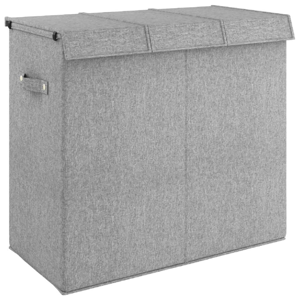 Panier à linge pliable gris 64,5x34,5x59 cm tissu imitation lin