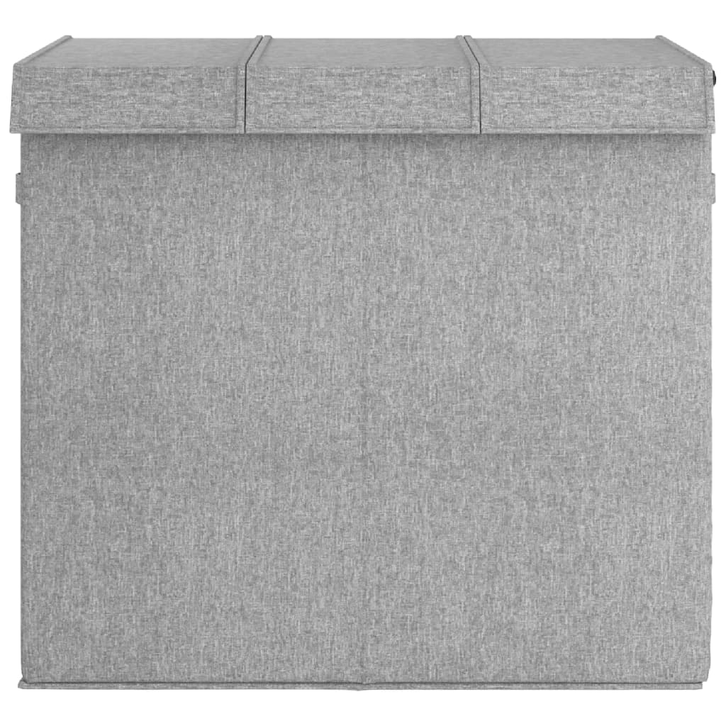 Panier à linge pliable gris 64,5x34,5x59 cm tissu imitation lin