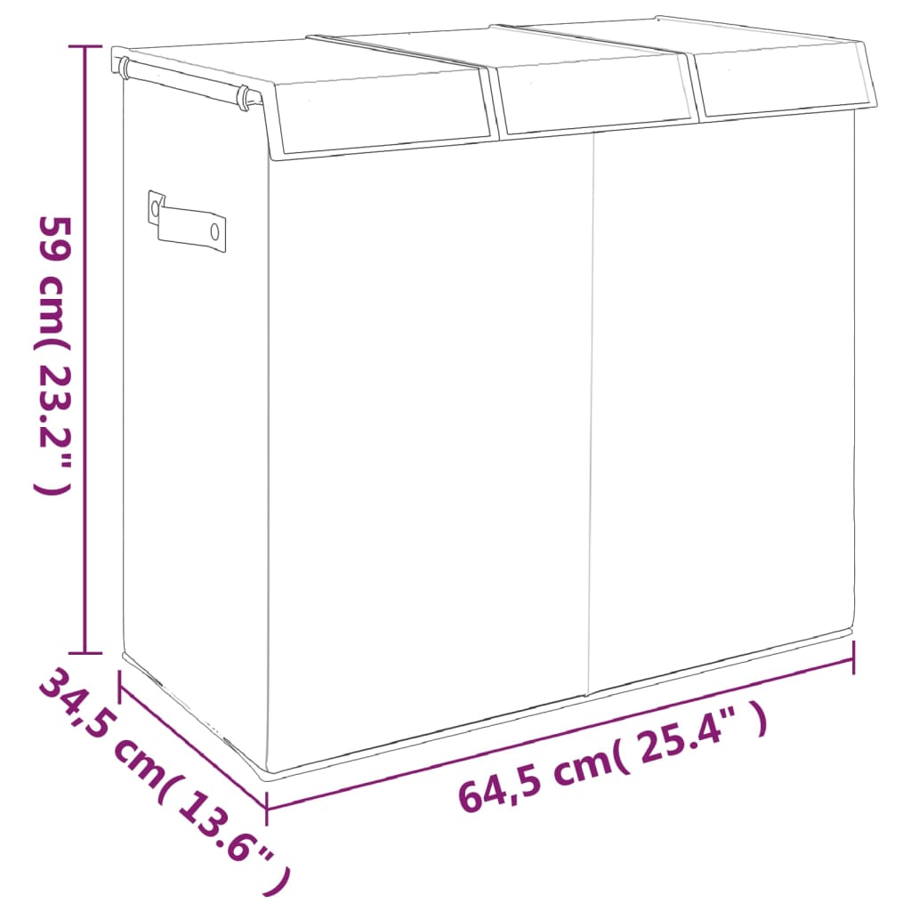 Panier à linge pliable gris 64,5x34,5x59 cm tissu imitation lin