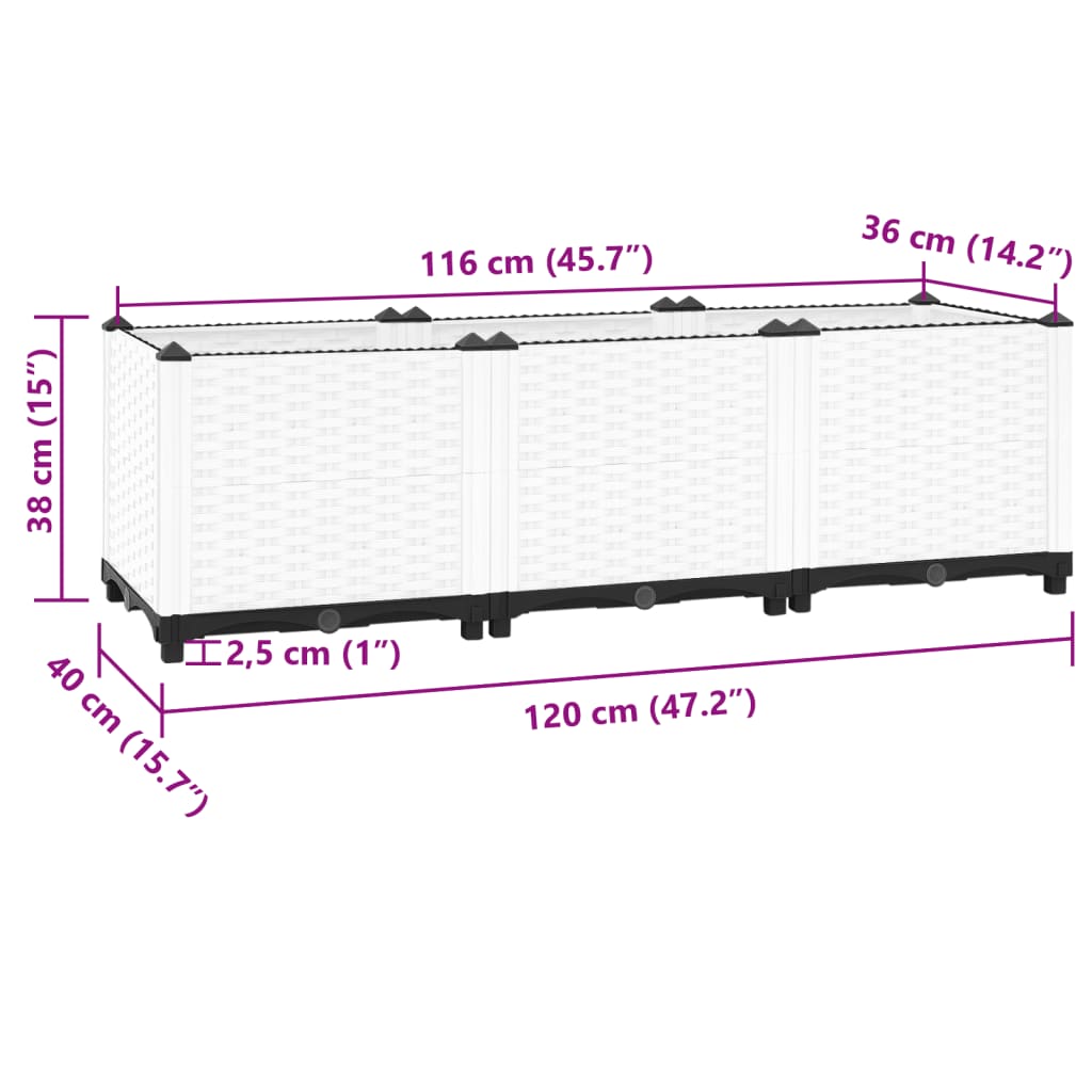 Raised bed 120x40x38 cm polypropylene