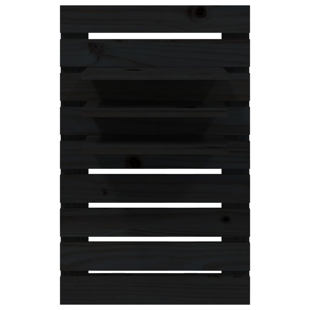 Wall bedside tables 2 pcs. Black solid pine wood