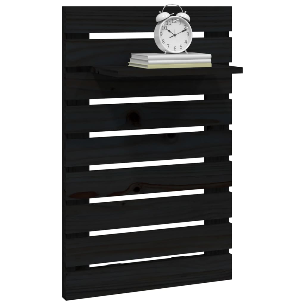Wall bedside tables 2 pcs. Black solid pine wood