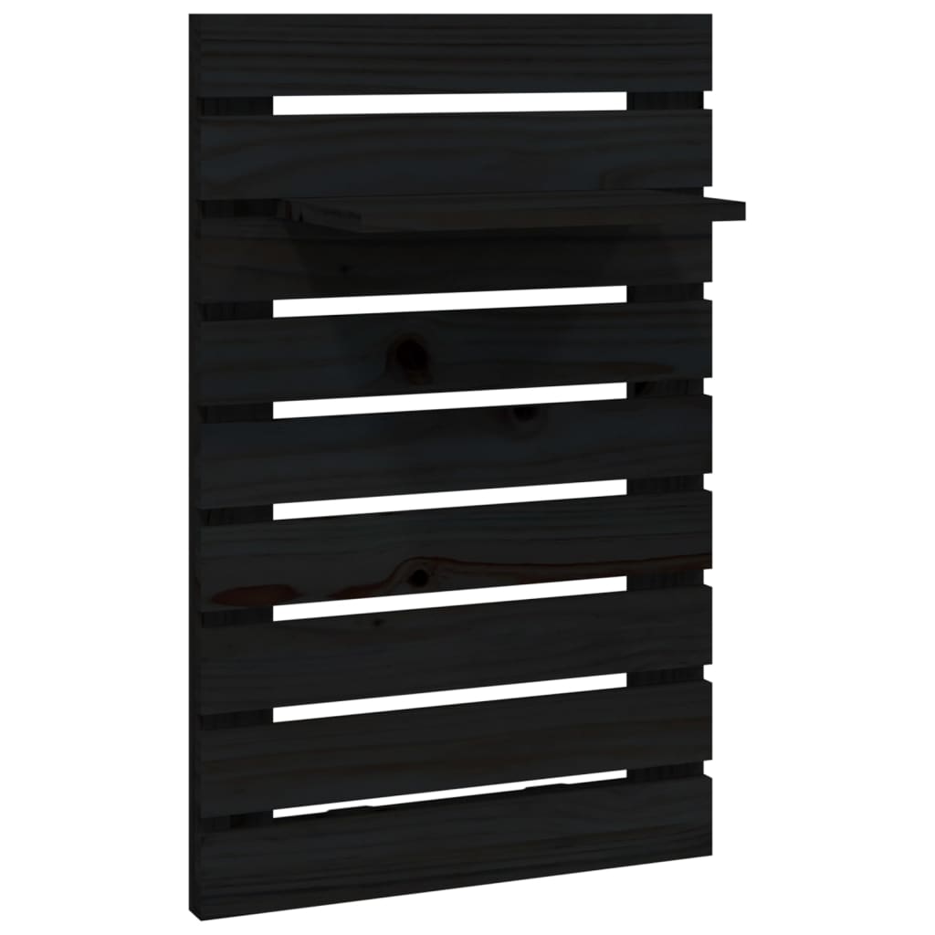 Wall bedside tables 2 pcs. Black solid pine wood