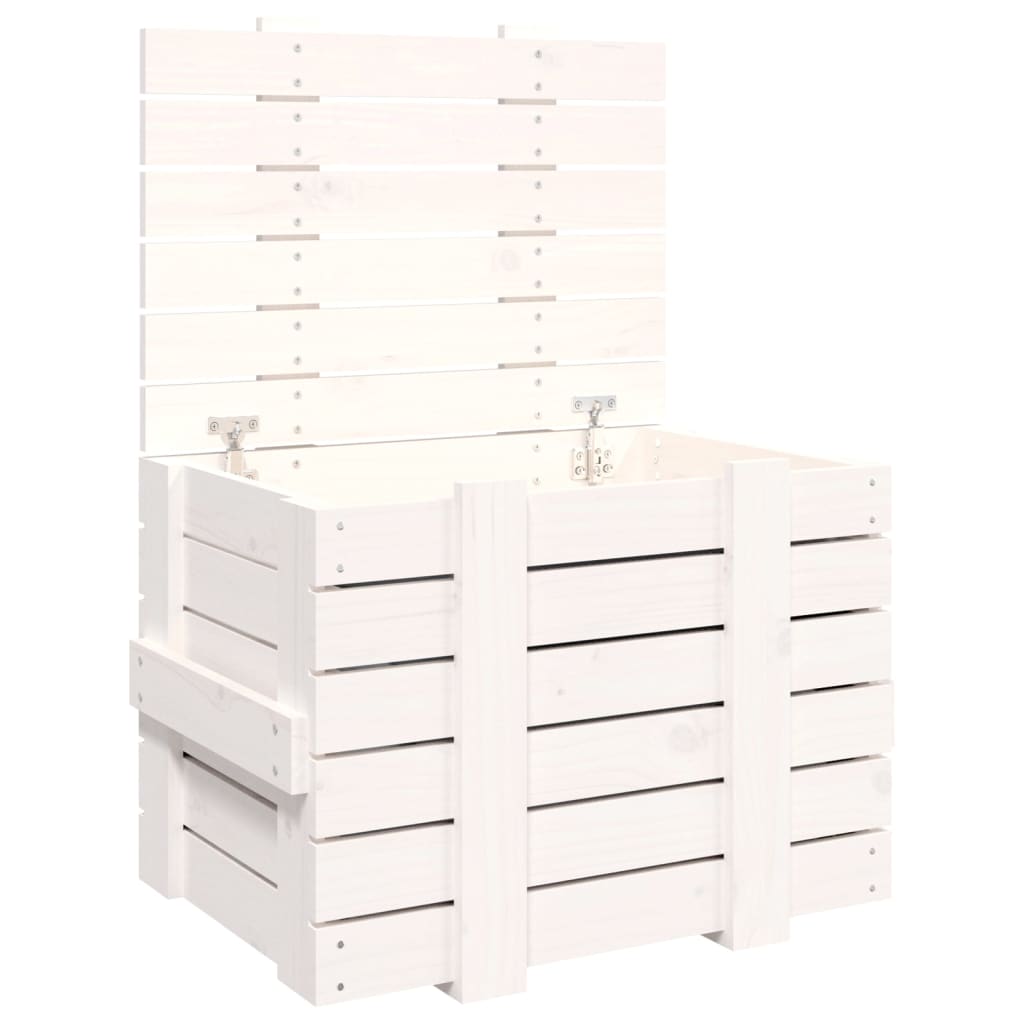 Coffre blanc 58x40,5x42 cm en bois de pin massif