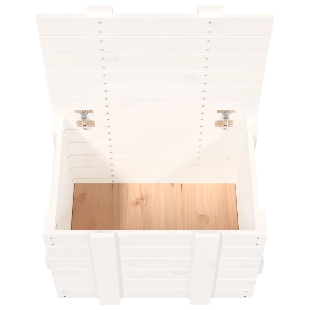 Coffre blanc 58x40,5x42 cm en bois de pin massif