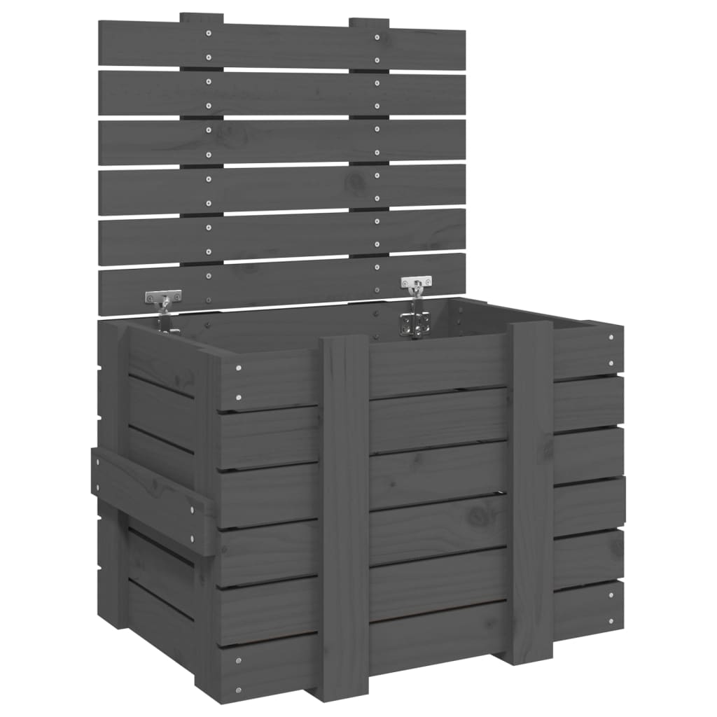 Coffre gris 58x40,5x42 cm en bois de pin massif