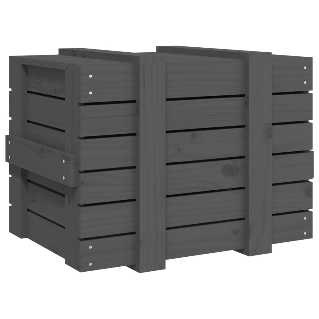 Coffre gris 58x40,5x42 cm en bois de pin massif