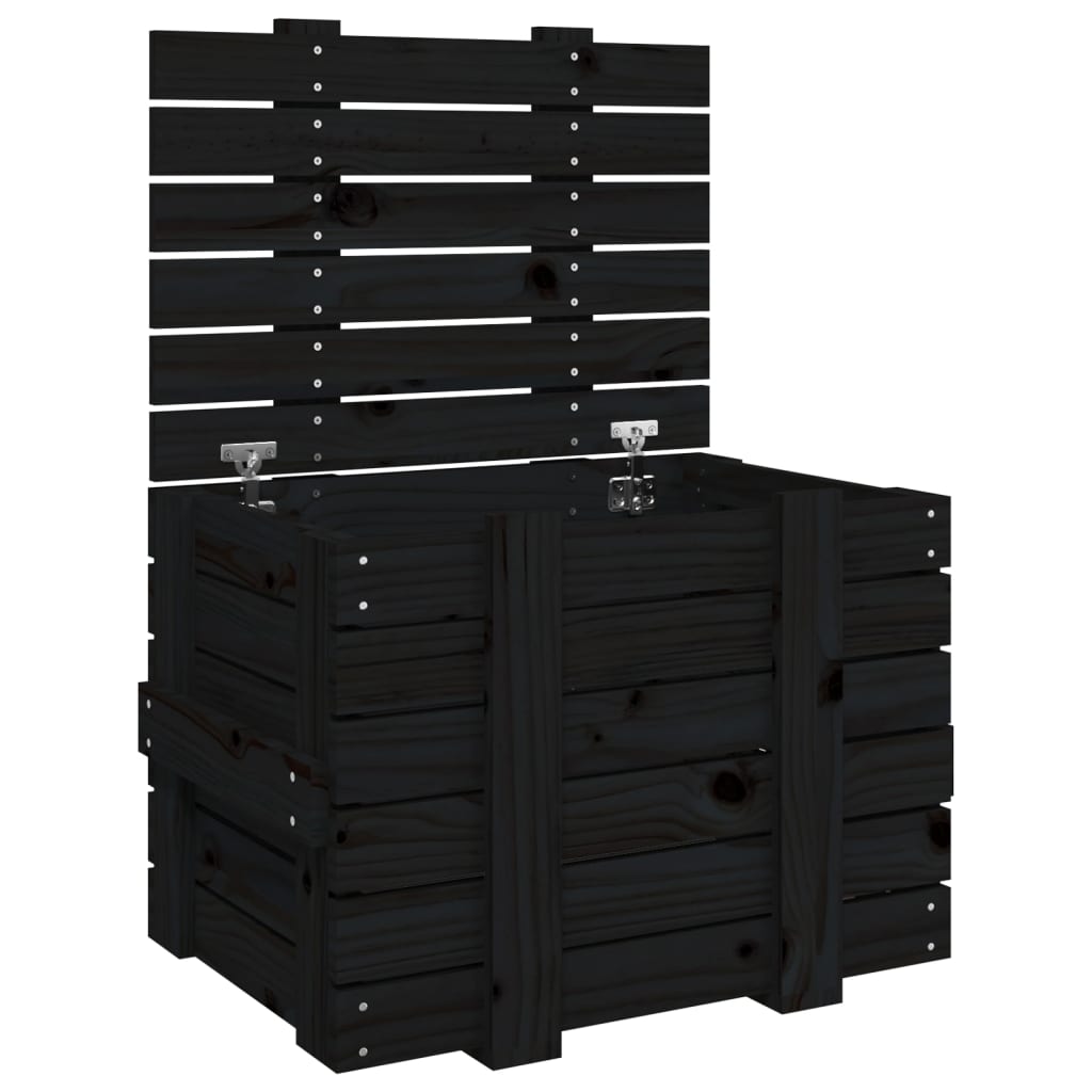 Chest black 58x40.5x42 cm solid pine wood