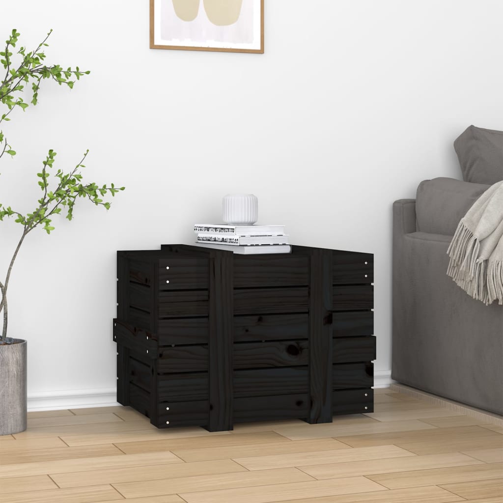 Chest black 58x40.5x42 cm solid pine wood