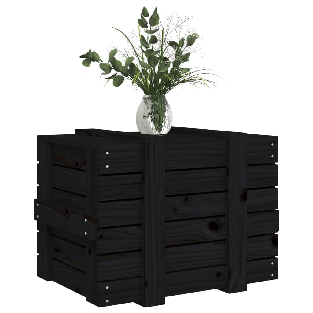 Chest black 58x40.5x42 cm solid pine wood