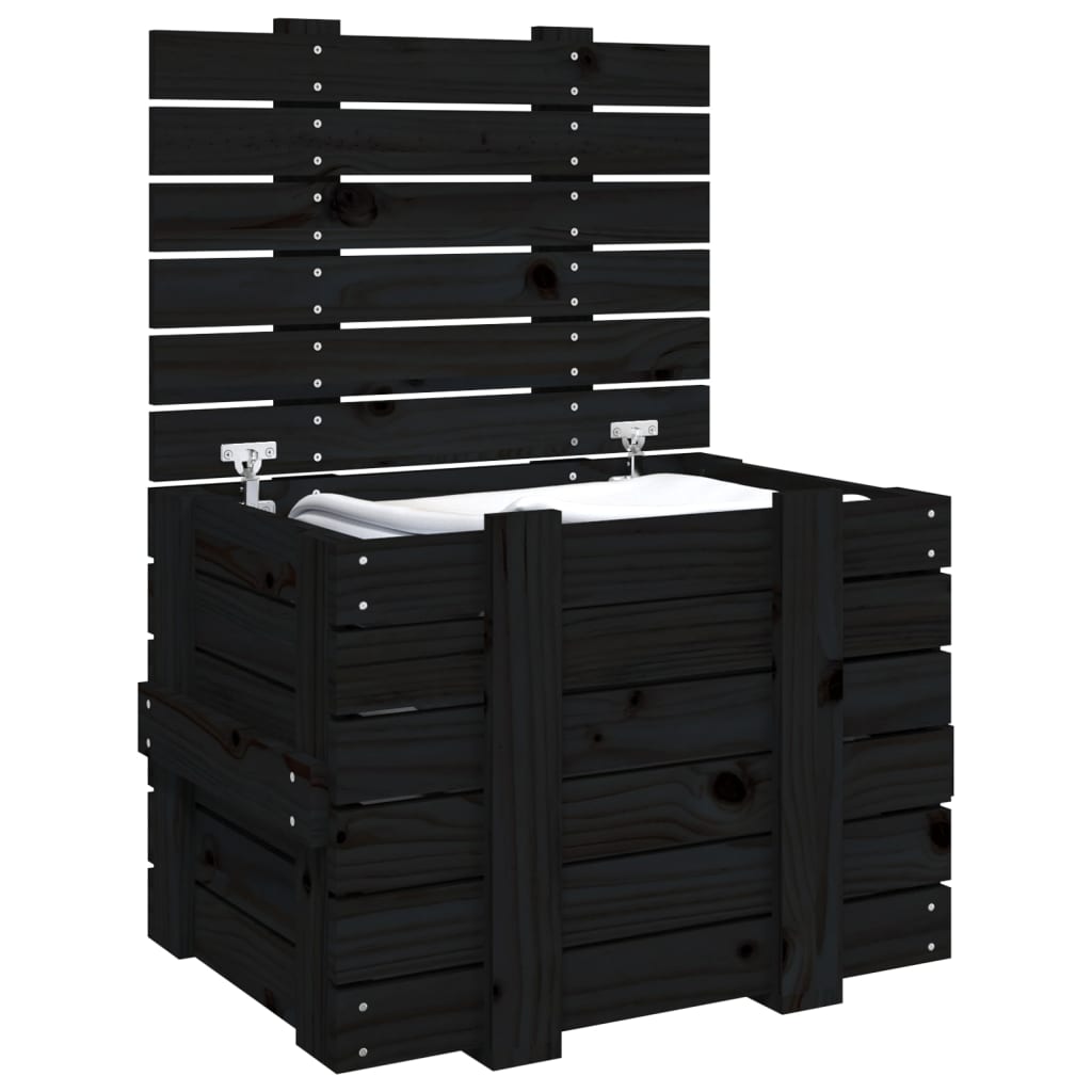 Chest black 58x40.5x42 cm solid pine wood