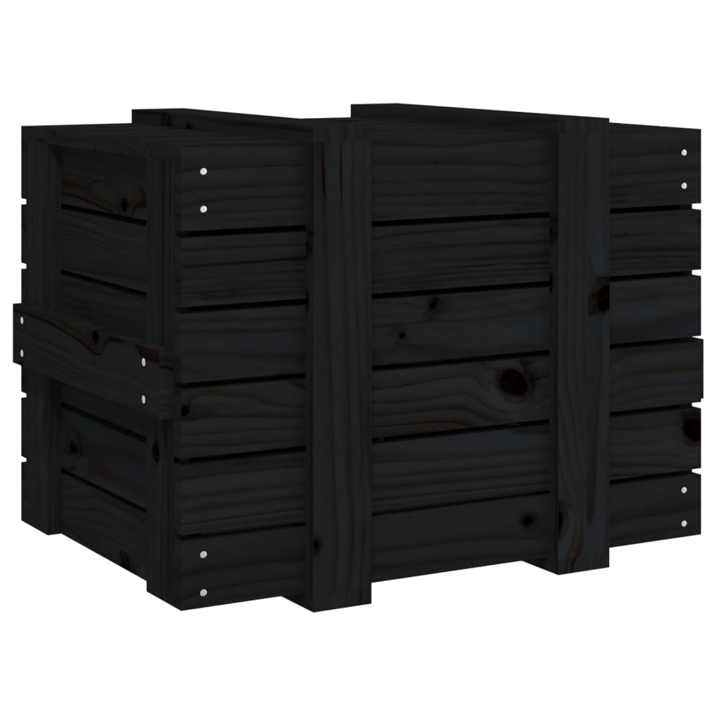 Chest black 58x40.5x42 cm solid pine wood