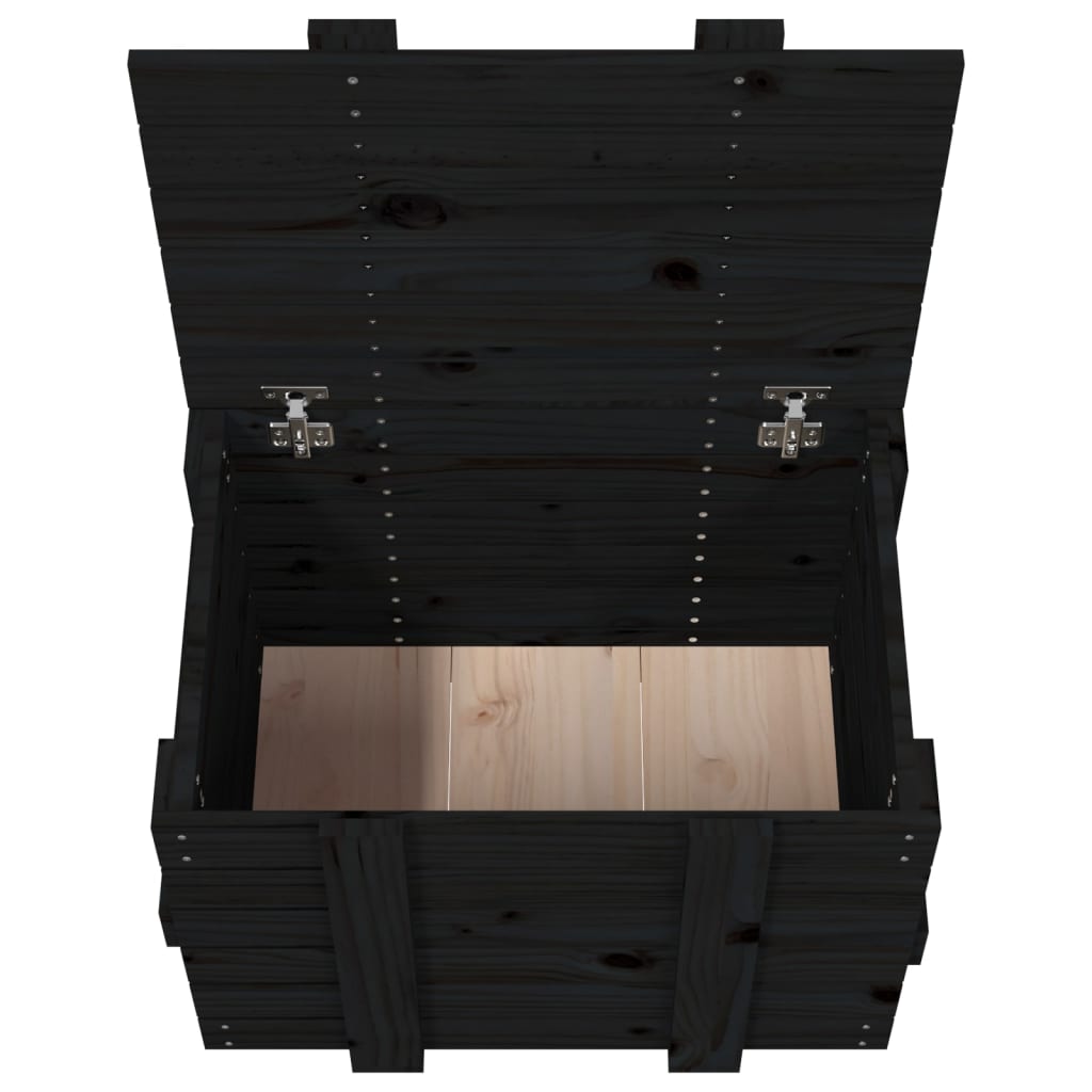 Chest black 58x40.5x42 cm solid pine wood