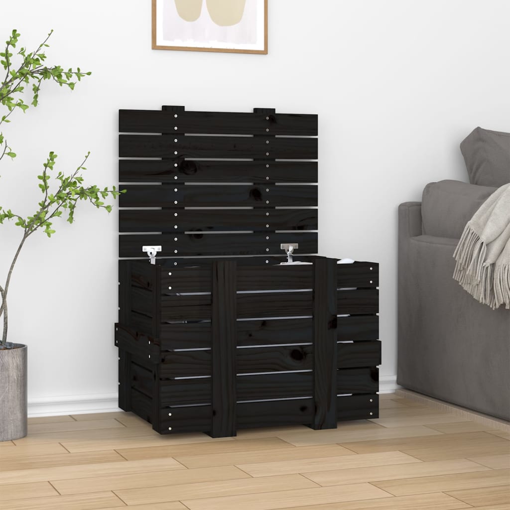 Chest black 58x40.5x42 cm solid pine wood