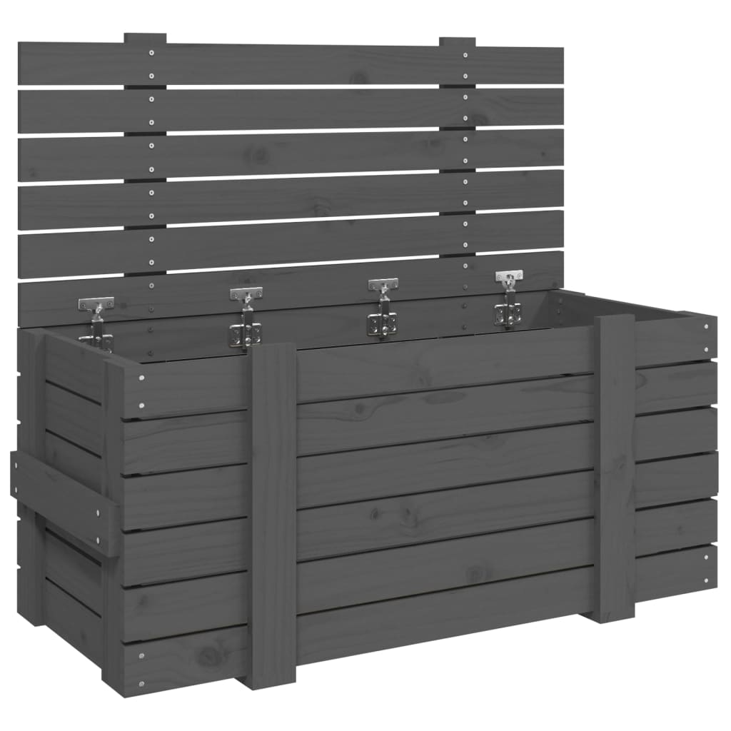 Coffre gris 91x40,5x42 cm en bois de pin massif