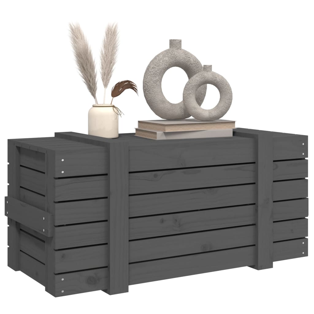 Coffre gris 91x40,5x42 cm en bois de pin massif