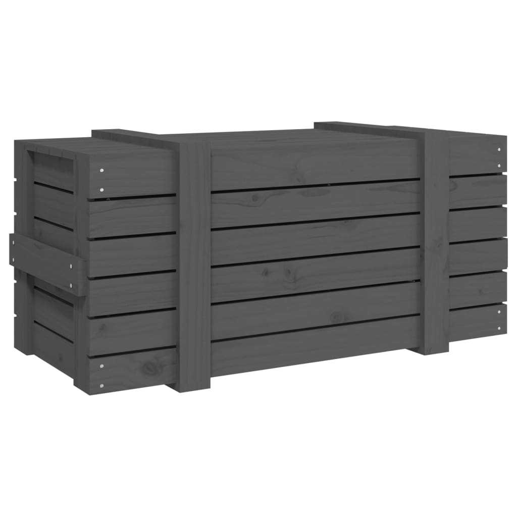 Coffre gris 91x40,5x42 cm en bois de pin massif