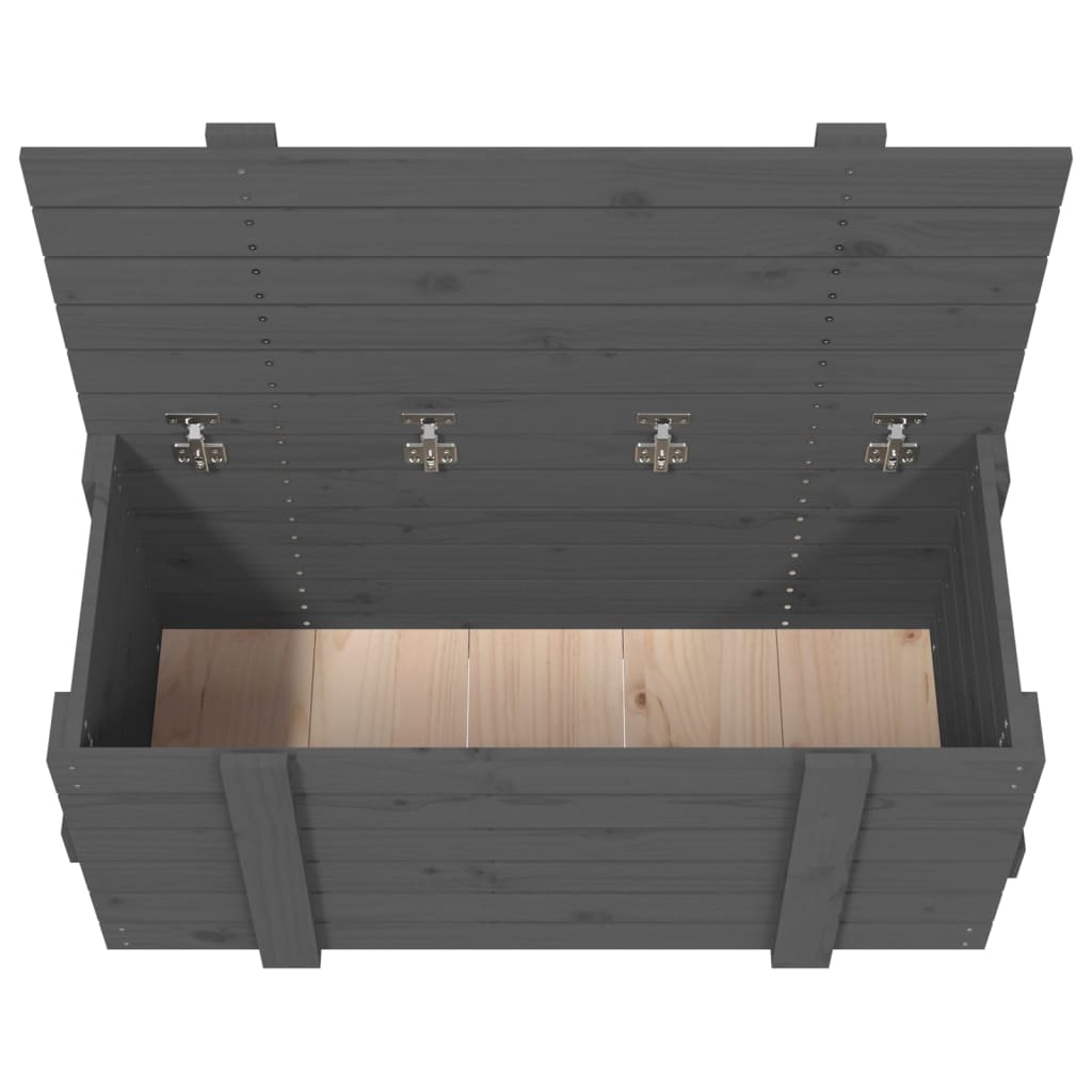 Coffre gris 91x40,5x42 cm en bois de pin massif