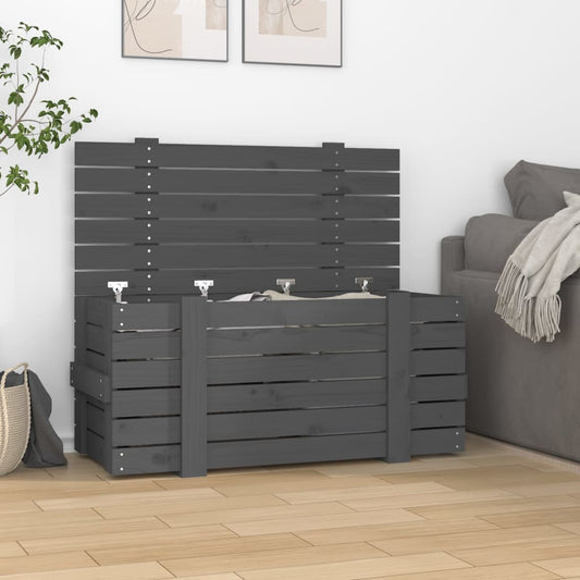 Coffre gris 91x40,5x42 cm en bois de pin massif