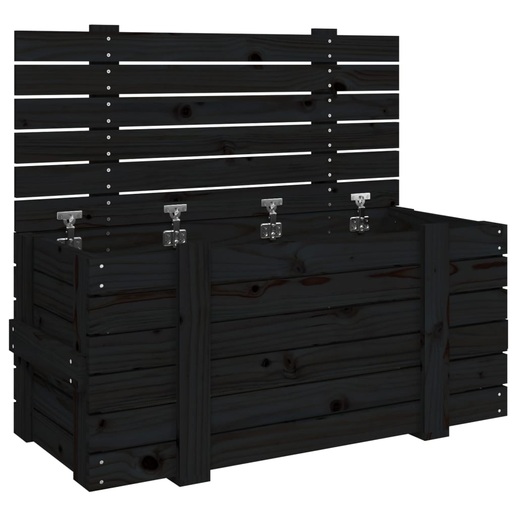 Coffre noir 91x40,5x42 cm en bois de pin massif