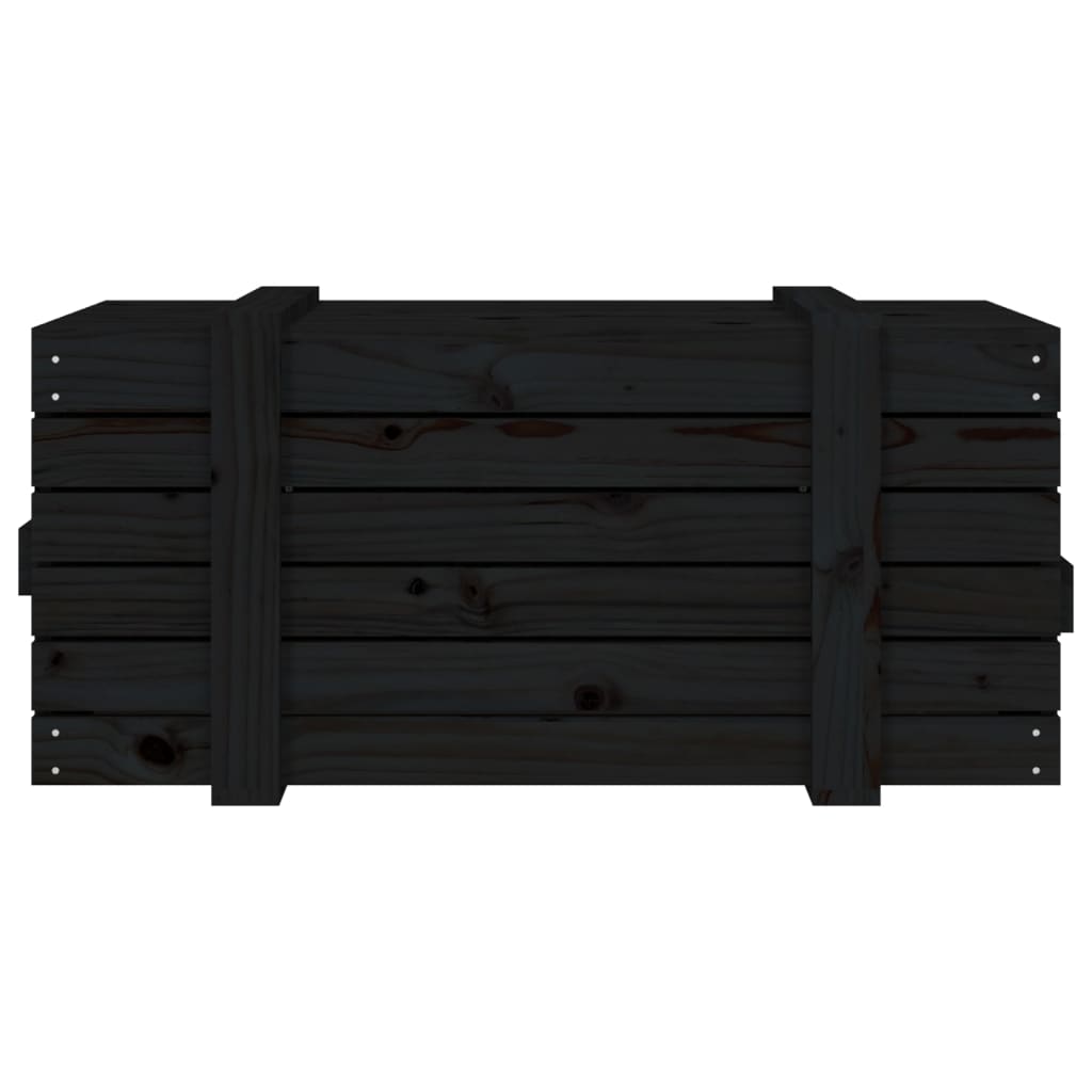 Coffre noir 91x40,5x42 cm en bois de pin massif