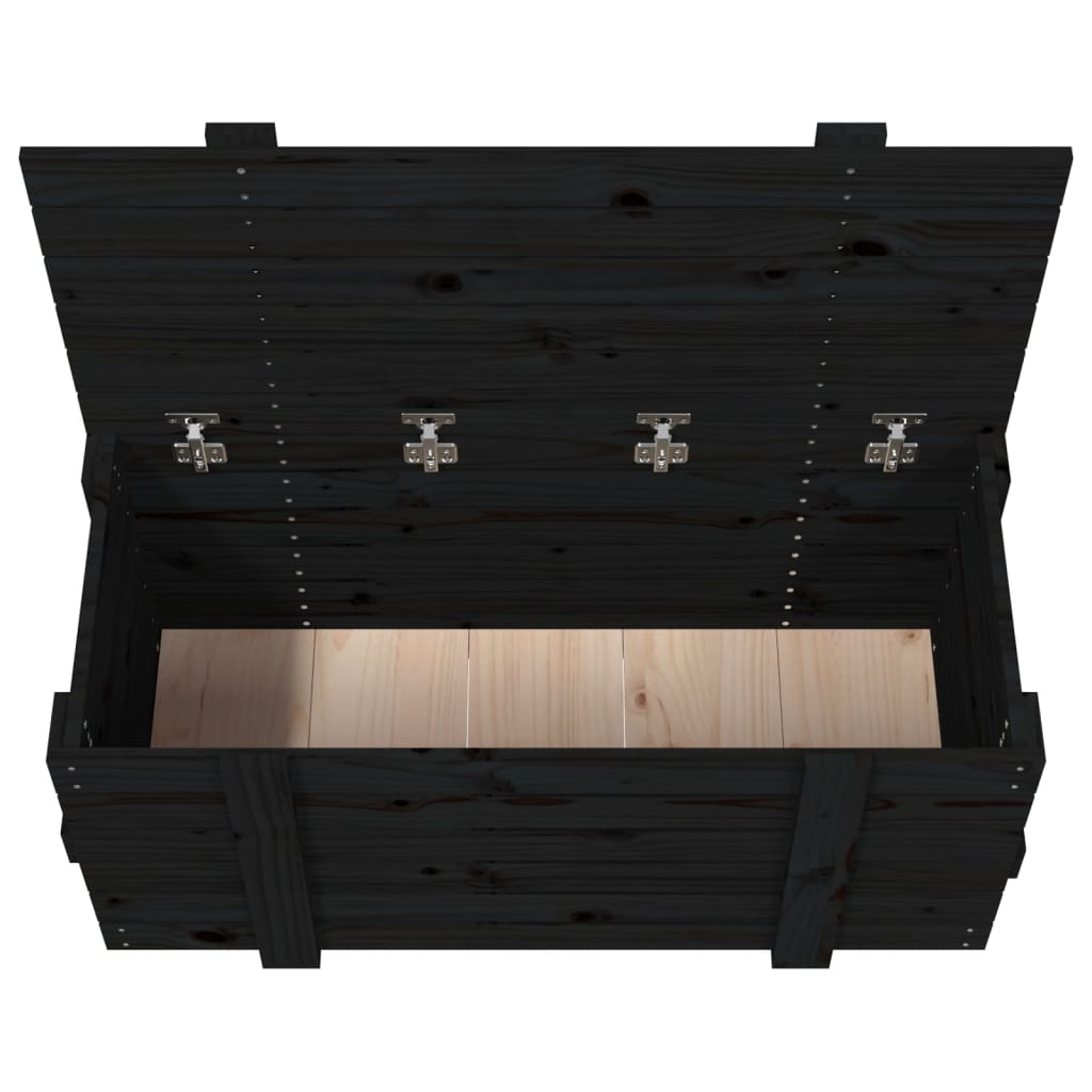 Coffre noir 91x40,5x42 cm en bois de pin massif