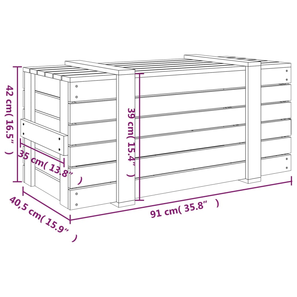 Coffre noir 91x40,5x42 cm en bois de pin massif
