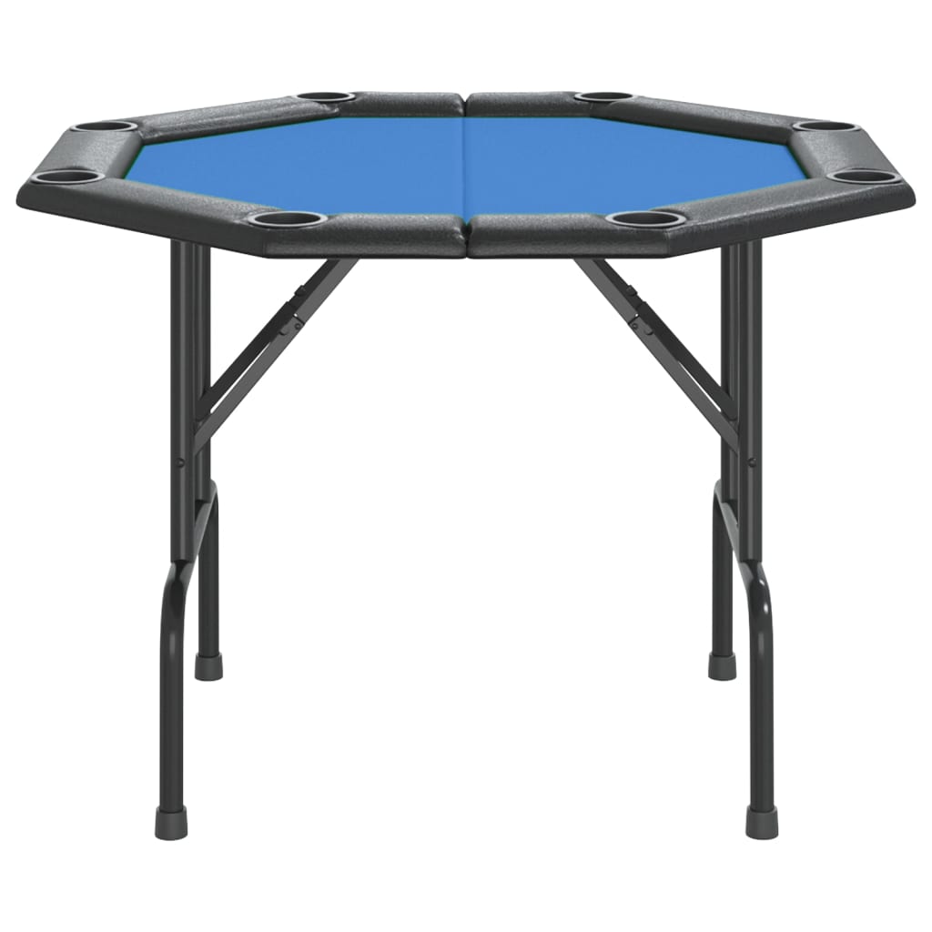 Poker table foldable 8 players blue 108x108x75 cm