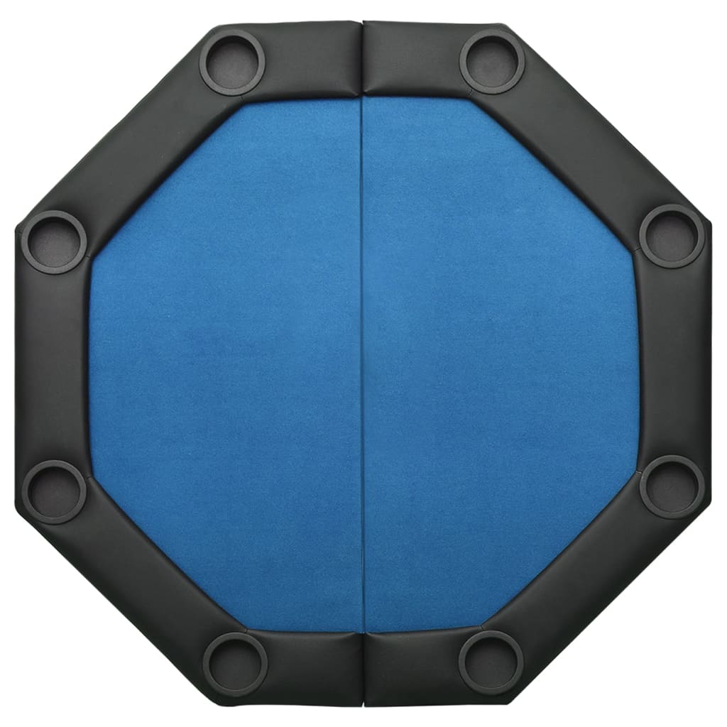Poker table foldable 8 players blue 108x108x75 cm
