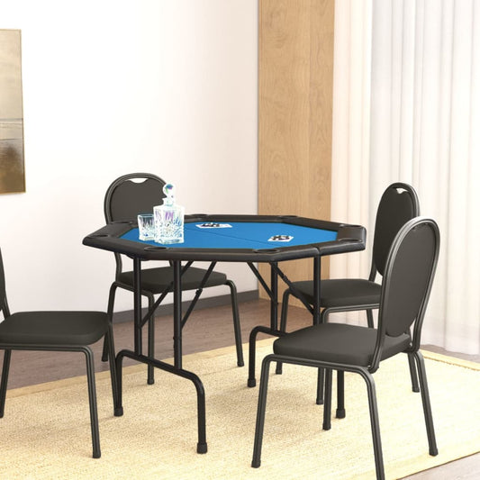 Poker table foldable 8 players blue 108x108x75 cm