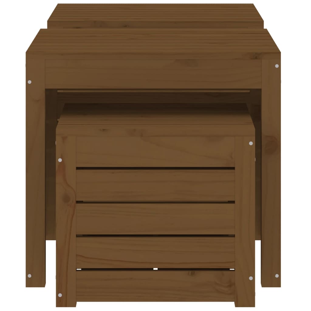3 pièces. Coffret de jardin en bois de pin massif marron miel