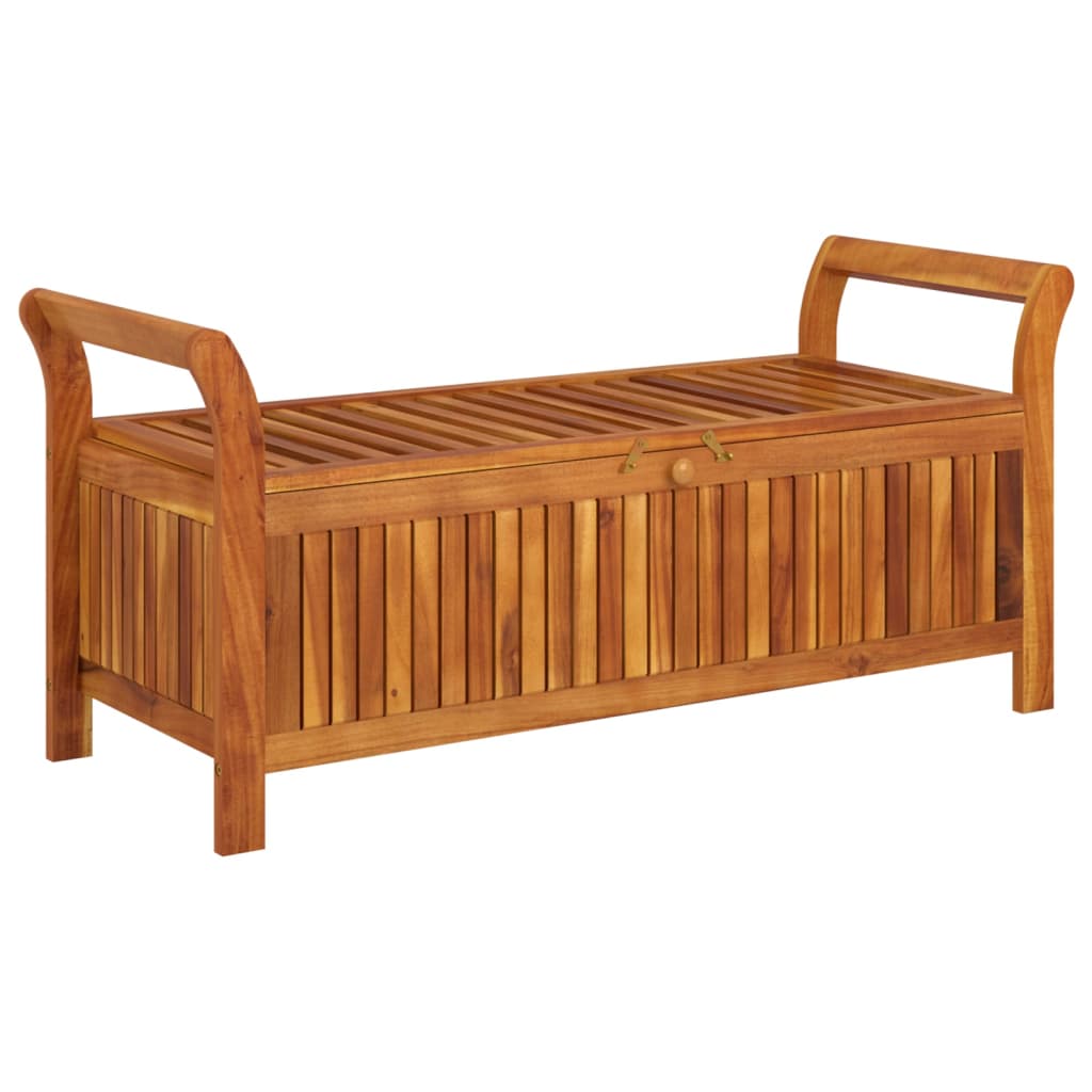 Garden chest bench with cushion 126 cm solid acacia wood