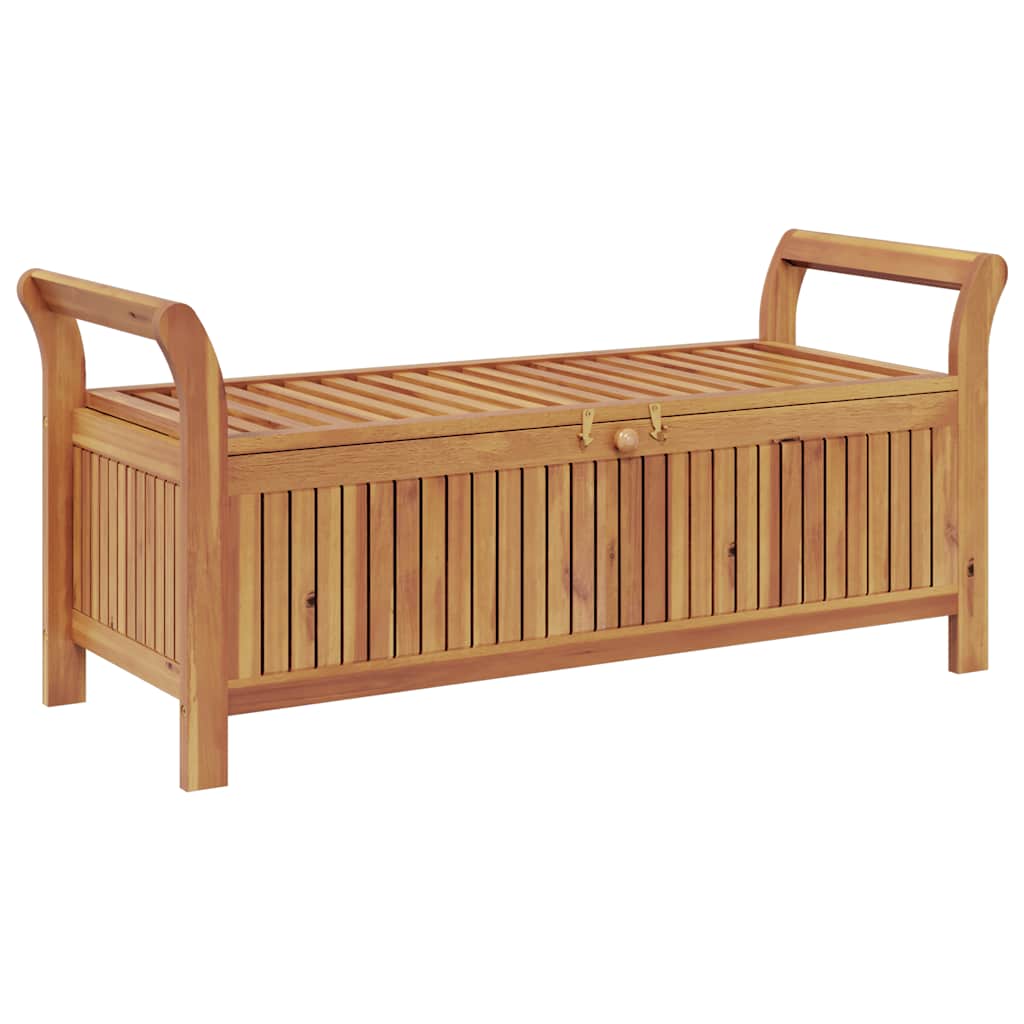 Garden chest bench with cushion 126 cm solid acacia wood