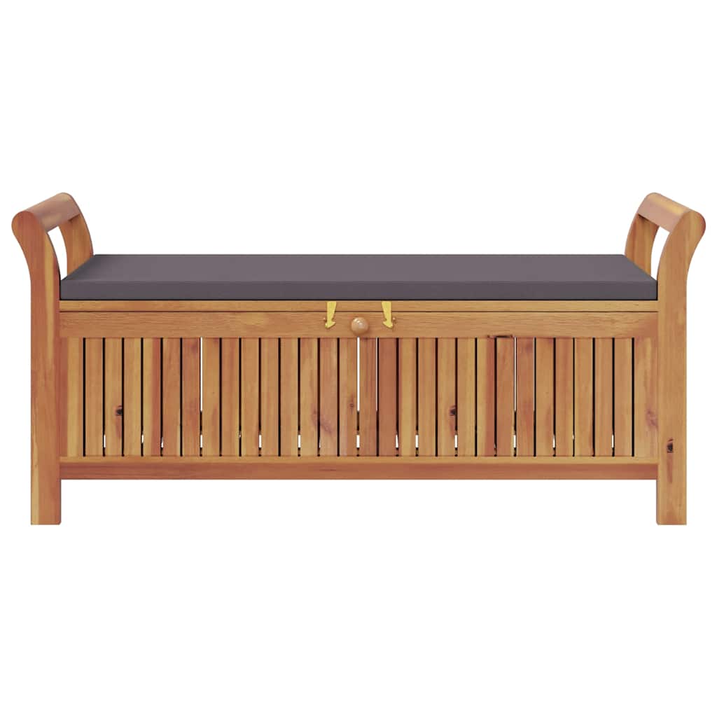 Garden chest bench with cushion 126 cm solid acacia wood