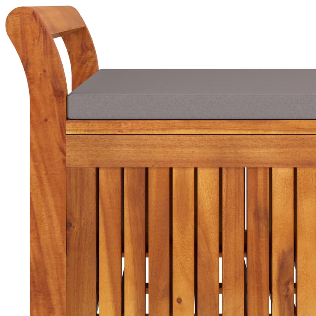Garden chest bench with cushion 126 cm solid acacia wood